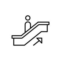 Person on Escalator Moving Up Icon Thin Line Outline vector