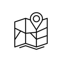 Map Location Pin Icon Outline Thin Line Symbol for Navigation and Travel Interface vector