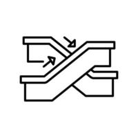 Escalator Direction Icon with Two Moving Stairways Outline Thin Line Symbol vector