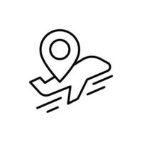 Airplane Tracking Icon Outline Style Thin Line for Flight Route Location and Travel Concept vector
