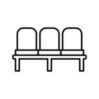 Three Connected Chair Icon Outline Thin Line for Terminal or Office Waiting Area vector