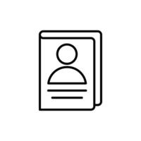 Editable Line Icon of Personal ID Passport. Outline Symbol for Travel Identification Document vector