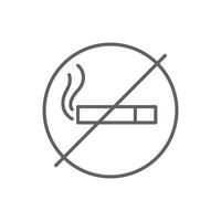 Prohibited Smoking Icon Thin Line Editable Stroke Outline Style for Public Health or Safety Sign vector