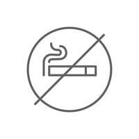 No Smoking Icon Outline Style Thin Line Symbol Cigarette with Crossed Circle Editable Stroke vector