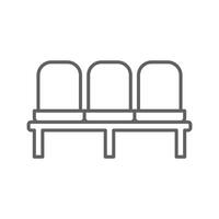 Three Connected Chair Icon Outline Thin Line Editable Stroke for Terminal or Office Waiting Area vector