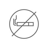 Cigarette Ban Symbol Outline Icon Thin Line Editable Stroke for No Smoking Area or Regulation Concept vector