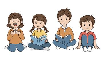 Illustration of children reading books vector