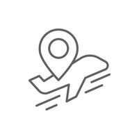 Airplane Tracking Icon Outline Style Thin Line Editable Stroke for Flight Route Location and Travel Concept vector