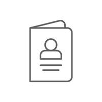 Passport Icon Outline Editable Stroke Thin Line Symbol for ID Document Travel or Identification vector