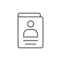 Thin Line Outline Icon of Passport Identification Document Editable Stroke Style Symbol vector