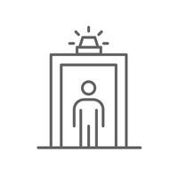 Outline Icon of Individual Passing Through Security Scanner with Alert Light Editable Thin Line Stroke vector
