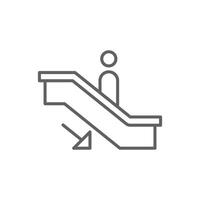 Descending Escalator Icon Outline Line Thin Stroke Editable Symbol for Elevator or Transport Concepts vector