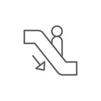 Escalator Down Icon Outline Thin Line Editable Stroke Symbol for Public Transport and Accessibility vector