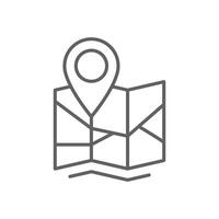 Navigation Map Icon with Pin Outline Editable Stroke Thin Line Symbol for Travel and Geolocation vector