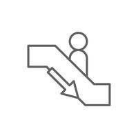 Downward Escalator Passenger Icon Thin Line Outline Editable Stroke Symbol for Infrastructure UI vector