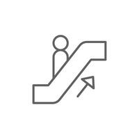 Escalator Up Icon Outline with Person Thin Line Editable Stroke vector