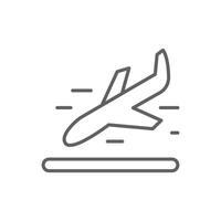 Outline Icon of Aircraft Touchdown Thin Line Editable Stroke Symbol for Runway Arrival or Transportation Use vector