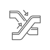 Escalator Stairs Icon Outline Style Thin Line Symbol Showing Up and Down Movement Editable Stroke vector
