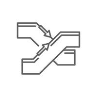 Outline Icon of Up and Down Escalators Editable Stroke Public Transport Infrastructure Symbol vector