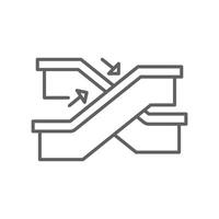 Escalator Direction Icon with Two Moving Stairways Outline Thin Line Editable Symbol vector