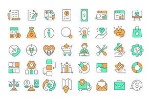 Value engineering line color icons set. Target audience, marketing. Process management, workflow diagram. illustrations. Simple flat colorful symbols collection. Editable stroke vector