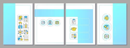 Student information systems brochure layout. School management, service. Leaflet advertising design with color line icons. Editable 4 pages vector