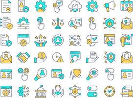Contest management line color icons set. System protecting user data online. Personal information security. illustrations. Simple flat colorful symbols collection. Editable stroke vector