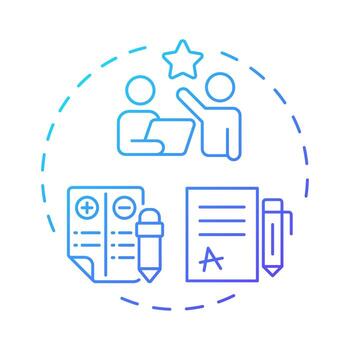 Grade management blue gradient concept icon. Tutoring, mentorship. Academic program. Round shape line illustration. Abstract idea. Graphic design. Easy to use in article, infographic vector