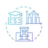 Student financial services blue gradient concept icon. Statistical metrics, accountability. Budget management. Round shape line illustration. Abstract idea. Graphic design. Easy to use in article vector