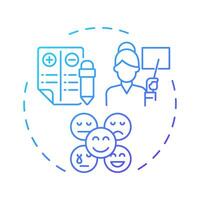Student behavior tracking blue gradient concept icon. Learning plans, tutoring. Social engagement. Round shape line illustration. Abstract idea. Graphic design. Easy to use in article, infographic vector