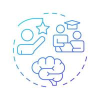 Support student success blue gradient concept icon. Goal setting. Academic performance, mentorship. Round shape line illustration. Abstract idea. Graphic design. Easy to use in article, infographic vector