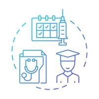 Student health records blue gradient concept icon. Medical review, healthcare. Physical checkup. Round shape line illustration. Abstract idea. Graphic design. Easy to use in article, infographic vector