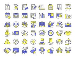 HR analysis line color icons set. Workforces productivity research. Company staff hiring strategy. Employee data. illustrations. Simple flat colorful symbols collection. Editable stroke vector