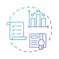 Student transcripts blue gradient concept icon. Statistical metrics, analysis. Certificate, checklist. Round shape line illustration. Abstract idea. Graphic design. Easy to use in article, infographic vector