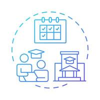 Course scheduling blue gradient concept icon. Student services. Teaching plan, tutoring. Round shape line illustration. Abstract idea. Graphic design. Easy to use in article, infographic vector