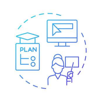 Teacher portal blue gradient concept icon. Learning plans, teaching. Academic programs. Round shape line illustration. Abstract idea. Graphic design. Easy to use in article, infographic vector