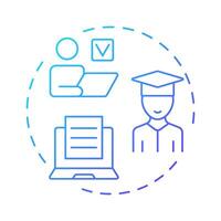 Student portal blue gradient concept icon. Academic tools, learning materials. Educational access. Round shape line illustration. Abstract idea. Graphic design. Easy to use in article, infographic vector