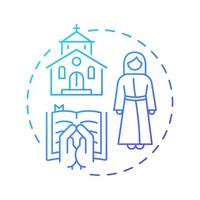Seminary education blue gradient concept icon. Church, religion. Christianity, faith. Round shape line illustration. Abstract idea. Graphic design. Easy to use in article, infographic vector