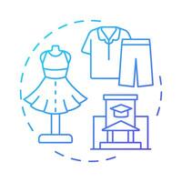 School apparel blue gradient concept icon. Dress code, uniform. University fashion, clothes. Round shape line illustration. Abstract idea. Graphic design. Easy to use in article, infographic vector