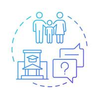 Parent engagement blue gradient concept icon. School events. Communication, feedback. Round shape line illustration. Abstract idea. Graphic design. Easy to use in article, infographic vector