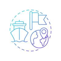Flag state blue gradient concept icon. Ship management system solution. Country of vessel registration. Round shape line illustration. Abstract idea. Graphic design. Easy to use in booklet vector
