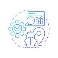 Shipping data analytics blue gradient concept icon. Ship management system solution. Maritime information. Round shape line illustration. Abstract idea. Graphic design. Easy to use in booklet vector