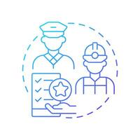 Crew recruitment blue gradient concept icon. Hiring competent and certified seafarers. Maritime staff management. Round shape line illustration. Abstract idea. Graphic design. Easy to use in booklet vector