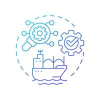 Bulk carrier management blue gradient concept icon. Carry unpackaged dry cargo. Vessel type regulation solution. Round shape line illustration. Abstract idea. Graphic design. Easy to use in booklet vector