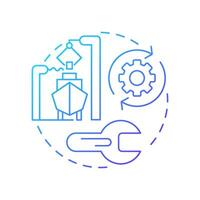 Dry docking blue gradient concept icon. Vessel repair service. Out of water maintenance. Technical ship management. Round shape line illustration. Abstract idea. Graphic design. Easy to use in booklet vector