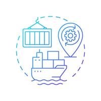 Container vessel management blue gradient concept icon. Transporting packed cargoes. Ship type regulation solution. Round shape line illustration. Abstract idea. Graphic design. Easy to use in booklet vector