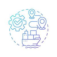 Planning blue gradient concept icon. Detailed berth to berth navigational route. Stage of passage development. Round shape line illustration. Abstract idea. Graphic design. Easy to use in booklet vector