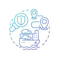 Car carrier management blue gradient concept icon. Carry rolling cargo. Vessel type regulation solution. Round shape line illustration. Abstract idea. Graphic design. Easy to use in booklet vector