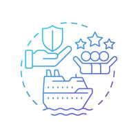 Cruise ship management blue gradient concept icon. Passengers riding along sea. Vessel type regulation solution. Round shape line illustration. Abstract idea. Graphic design. Easy to use in booklet vector