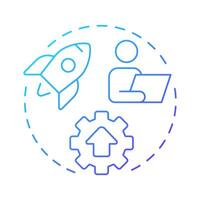 Implementation blue gradient concept icon. Efficiency increase. Performance monitoring. Round shape line illustration. Abstract idea. Graphic design. Easy to use in infographic, presentation vector